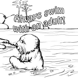 Always Swim With An Adult! Coloring Page